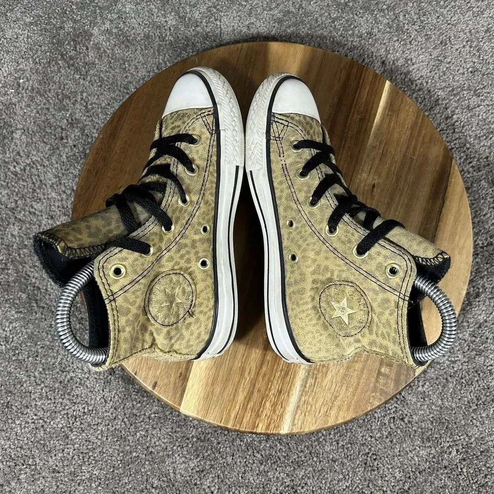 Converse Chuck Taylor All Star High Kids Sz 13 Leopard Print Athletic Shoes Used